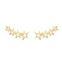Brinco Ear Cuff Quatro Estrelas Banhado a Ouro 18k