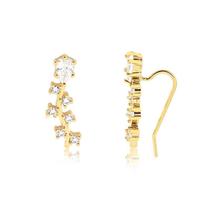 Brinco Ear Cuff Ramo Pedras De Zircônias Folheado A Ouro
