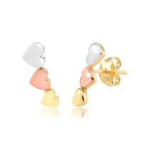 Brinco Ear Cuff Três Corações Folheado A Ouro