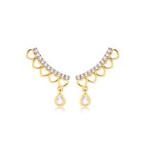 Brinco Ear Cuff Vazado Corações Ping Gota Folheado A Ouro