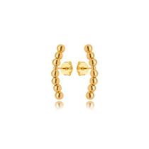 Brinco Ear Hook Bolas Liso Folheado em Ouro 18K Brinco Ear Hook Bolas Liso Folheado em Ouro 18K