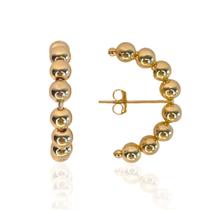 Brinco Ear Hook Bolinhas Banho Ouro