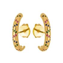 Brinco Ear Hook Colorido Folheado ouro 18k Brinco Ear Hook Colorido Folheado ouro 18k