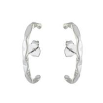 Brinco ear hook com design ondulado Juliette folheado em ródio branco Brinco ear hook com design ondulado Juliette folheado em ródio branco