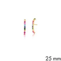 Brinco ear hook com zircônias coloridas