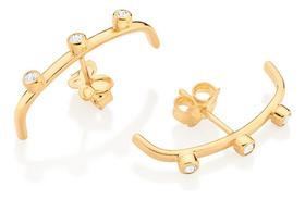 Brinco Ear Hook Cravejado Por 6 Zircônias D 527077 Brinco Ear Hook Cravejado Por 6 Zircônias D 527077