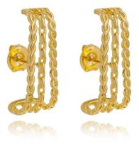 Brinco Ear Hook Daniela 3 Correntes Com Fios Trançados Banhado em Ouro 18k Brinco Ear Hook Daniela 3 Correntes Com Fios Trançados Banhado em Ouro 18k