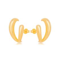 Brinco ear hook duplo banhado a ouro 18k Brinco ear hook duplo banhado a ouro 18k