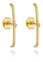 Brinco Ear Hook Fino Mariele Com Zircônia Cristal Central Banhado em Ouro 18k