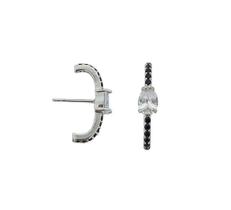 Brinco Ear Hook Gota Central com Cristal e Banho de Ródio Branco Brinco Ear Hook Gota Central com Cristal e Banho de Ródio Branco