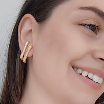 Brinco Ear Hook Microcravejado Cristal