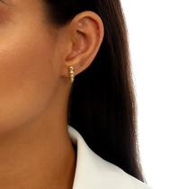 Brinco Ear Hook Pequeno Bolas Liso Folheado em Ouro 18K