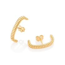 Brinco ear hook retangular folheado a ouro 18k/526997