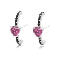 Brinco Ear Hook Rubi Coração Fusion Ródio Brinco Ear Hook Rubi Coração Fusion Ródio