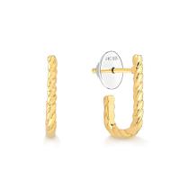 Brinco Ear Hook Torcido em Prata 925 com Banho de Ouro Amarelo 18k