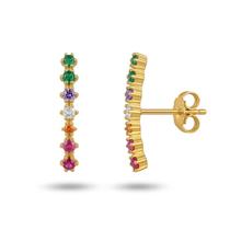 Brinco Ear Hook Zircônia Colorida Banhado a Ouro Brinco Ear Hook Zircônia Colorida Banhado a Ouro