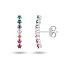 Brinco Ear Hook Zircônia Colorida Banhado a Prata Brinco Ear Hook Zircônia Colorida Banhado a Prata