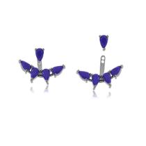 Brinco Ear Jacket Azul Klein Ródio Negro