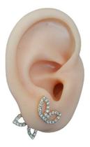 Brinco Ear Jacket Borboleta Pedra Zirconia Dourado F Ouro 18