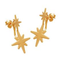 Brinco ear jacket com 2 estrelas lisas