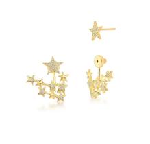 Brinco Ear Jacket com Estrelas Cravejadas Banhado a Ouro - VIDIÈ