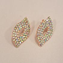 Brinco ear jacket cristal furta-cor - ouro rose