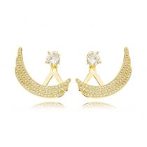 Brinco Ear Jacket Gazin Pedras Cravejadas Banhado a Ouro 18K