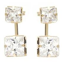 Brinco Ear Jacket Pedra Zirconia Dourado Semi Joia Garantia