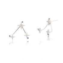 Brinco ear jacket prata estrelas