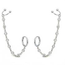 Brinco Ear Line Ponto de Luz com Piercing Fake Banhado a Prata Brinco Ear Line Ponto de Luz com Piercing Fake Banhado a Prata
