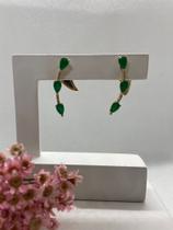 Brinco Earcuff Pedra Verde Cravejado