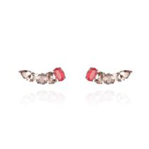 Brinco Earcuff Pedras Morganita Prateado - Bleu Joias