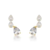 Brinco Earcuff Três Gotas Banhado a Ouro 18k