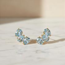 Brinco Earcuff Trio em Ouro 18k com Gotas Naturais de Topázio Sky Brinco Earcuff Trio em Ouro 18k com Gotas Naturais de Topázio Sky