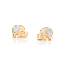 Brinco Elefante Com Zirconias Rhodium Rommanel 527560 Cor:Dourado Brinco Elefante Com Zirconias Rhodium Rommanel 527560 Cor:Dourado