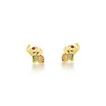 Brinco Elefante da sorte colorido Banhado Ouro 18k Brinco Elefante da sorte colorido Banhado Ouro 18k