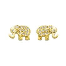 Brinco Elefante Folheado Ouro 18k - Zircônias 11x9mm
