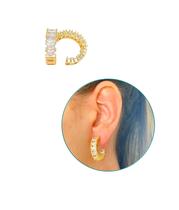 Brinco Elegante Dourado Argola Com Cristais