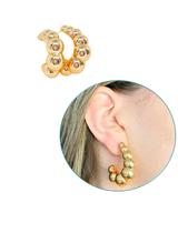 Brinco Elegante Dourado Argola Gomos