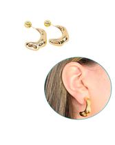 Brinco Elegante Dourado Argola Ondulada