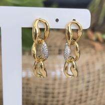 Brinco Elos Cravejado : REFERÊNCIA 08.4911 DOURADO
