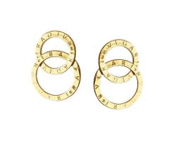 Brinco elos intercalados inspiração banhado a ouro