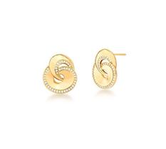 Brinco em círculos cravejados banhada a ouro com zircônias Brinco em círculos cravejados banhada a ouro com zircônias