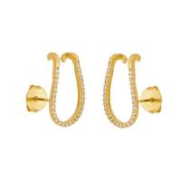 Brinco em forma de U Cravejado Microzirconia Folheado ouro 18k