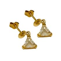 Brinco Em Ouro 10k 416 Pedra Triângulo