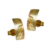 Brinco Em Ouro 18k 750 3 Cores Estreito Brinco Em Ouro 18k 750 3 Cores Estreito