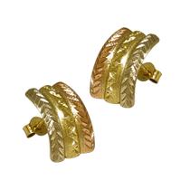 Brinco Em Ouro 18k 750 3 Meia Canas 3 Meia Canas Brinco Em Ouro 18k 750 3 Meia Canas 3 Meia Canas