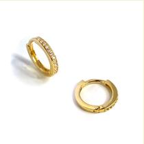 Brinco Em Ouro 18k Argola Com Zircônias