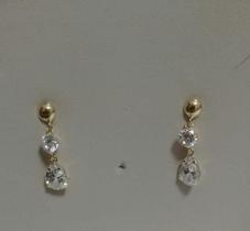 Brinco Em Ouro 18k Bola Com Zirconia Gota