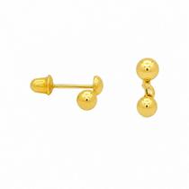 Brinco em Ouro 18K Bolinha Dupla - Elegante e Exclusivo Brinco em Ouro 18K Bolinha Dupla - Elegante e Exclusivo